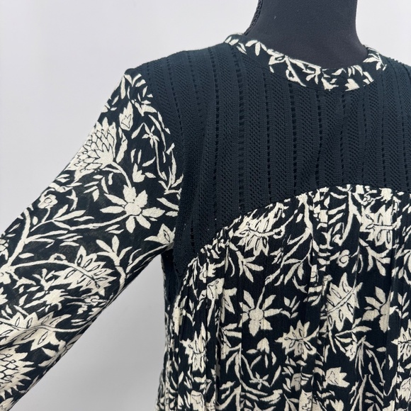 Volcom Dress Women Medium NEW Black Long Sleeve Boho Hippie Beach Short A Line - Picture 2 of 11